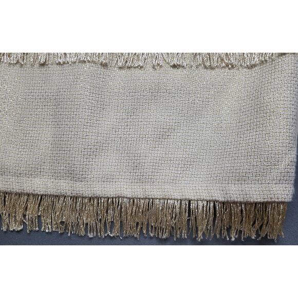 Sunday In Brooklyn Womens Med Metallic Gold Fringe Tank Top boho Tan Sleeveless - Picture 4 of 12